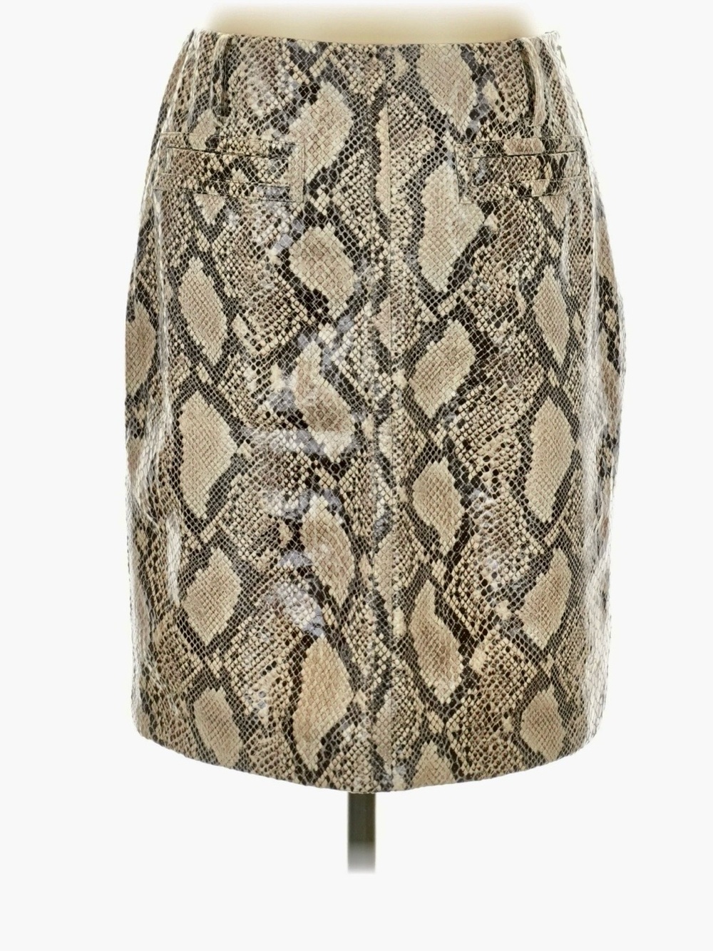 Carlisle Beige & Black Snake-Print Pencil Skirt